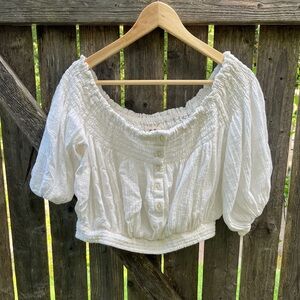 We The Free Cropped Peasant Top